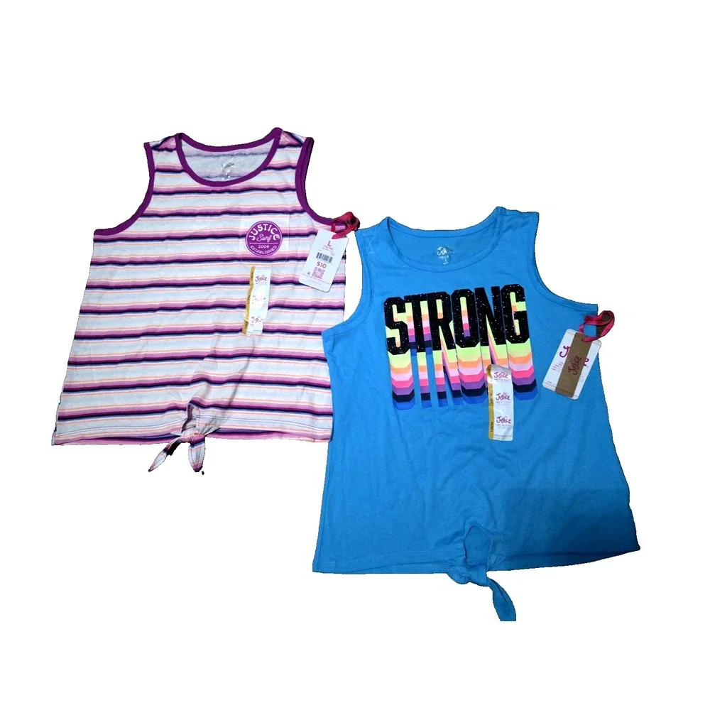 Lot Of 2 -‎ NWT Justice Girl's Front Knot Sleeveless Tank Tops XL -12-14